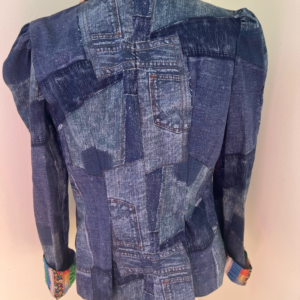 Colorful Patchwork Denim Jacket - image 7